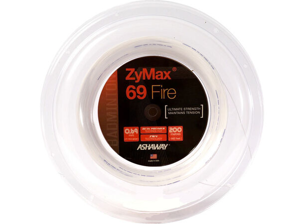 Ashaway ZyMax 69 Fire,  hvit 200M Ashaway Zy max 69 fire Coil på 200 meter